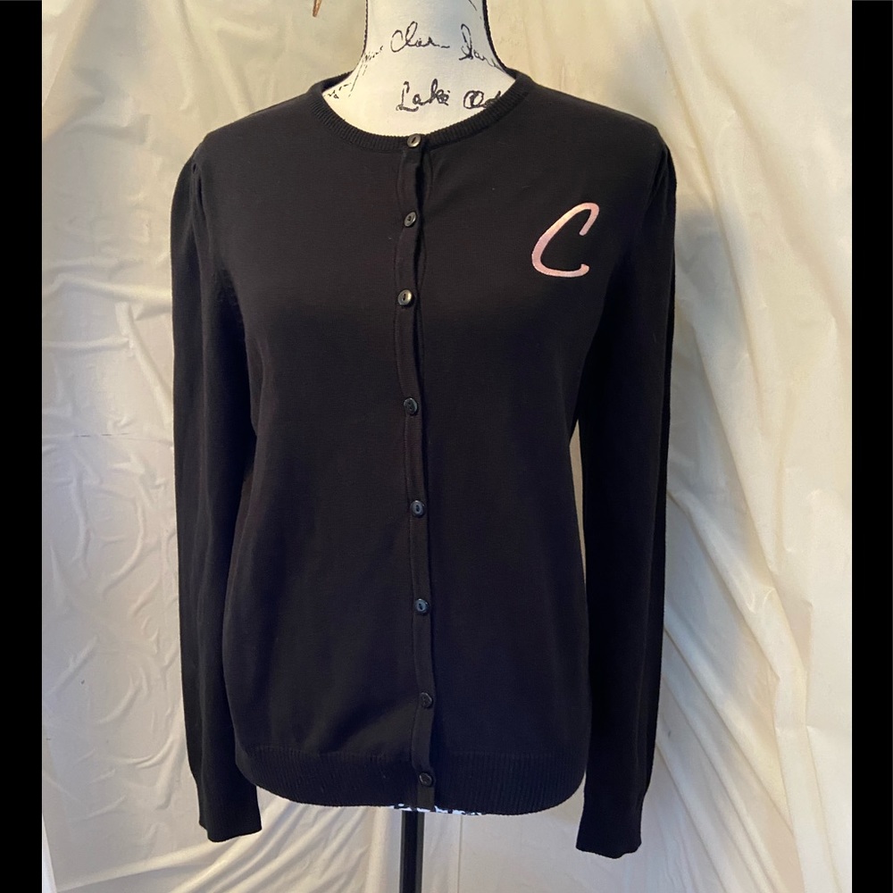 KIKIT Black Sweater with a Pink “C” on it Z - Picture 1 of 8